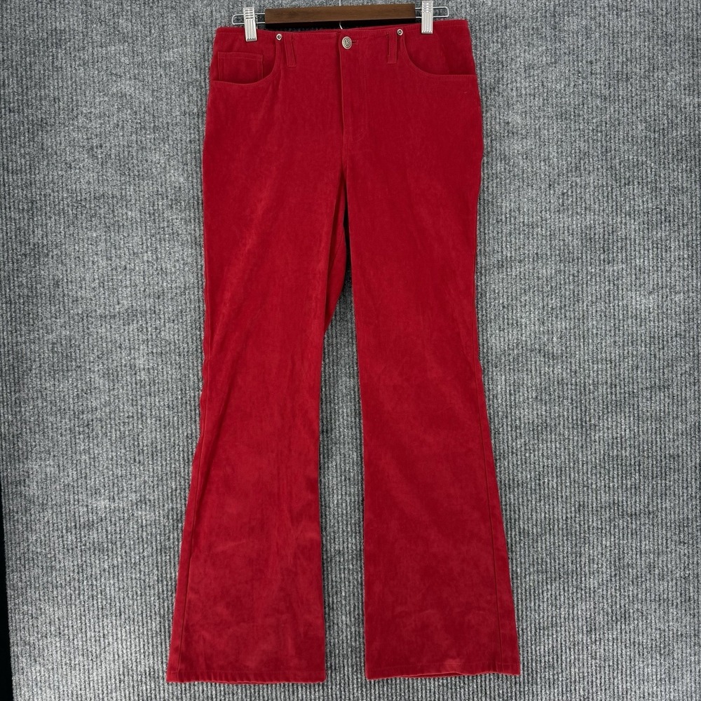 Periscope red flare pants women's size 7 Y2K low rise stretch bootcut suede feel